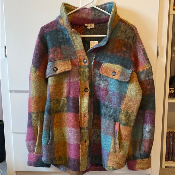 Buckle Lavender Multi Plaid Check Shacket - Picture 1 of 4